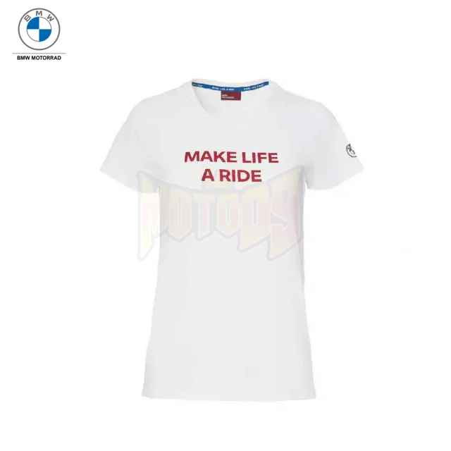 BMW 오토바이 의류 안전장비 용품 캐주얼 티셔츠 Make Life A Ride 여성용 2023 White 76618536488